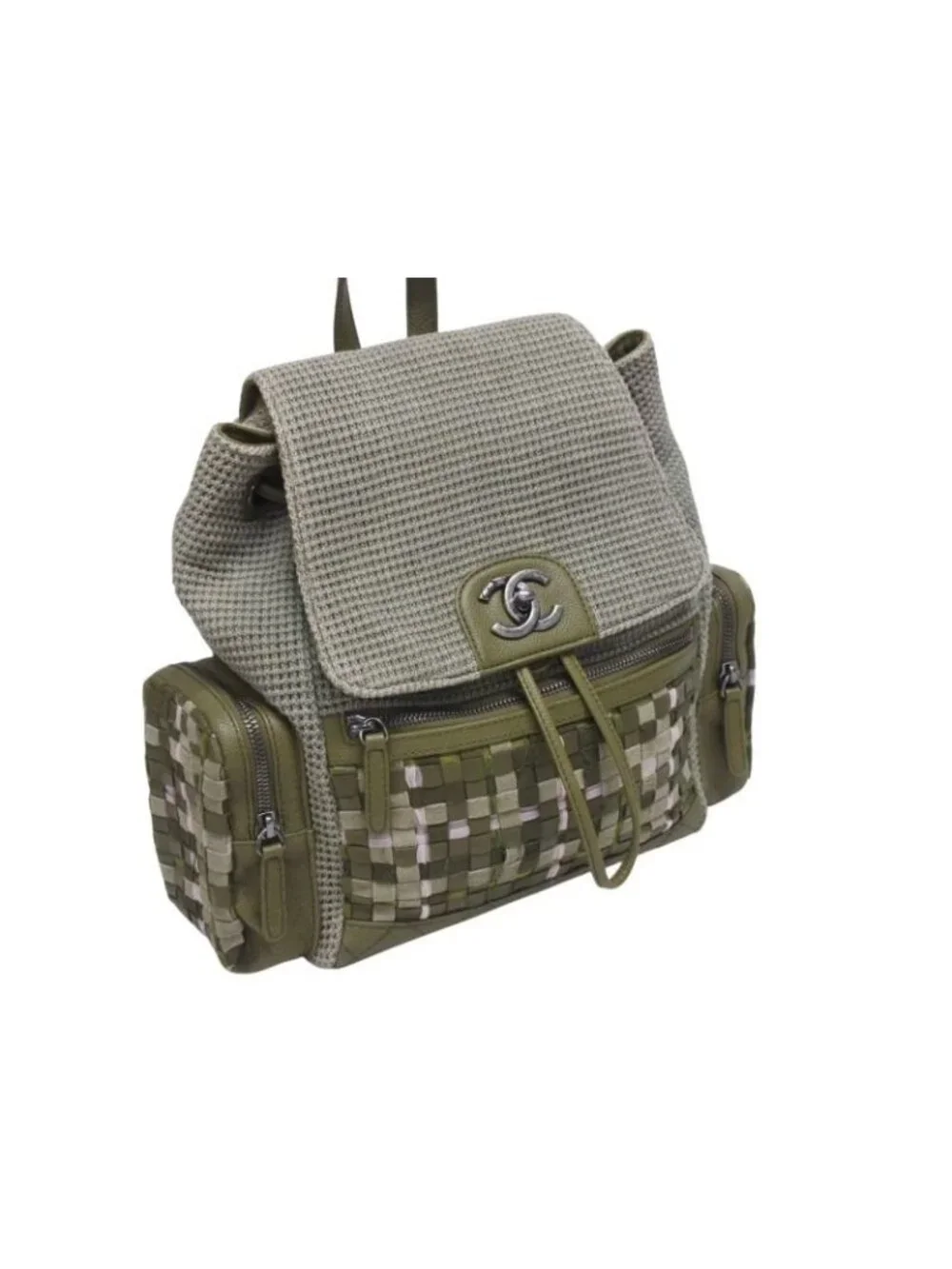 Chanel Backpack CC Logo Cuban Pocket Tweed Canvas Cruise Collection